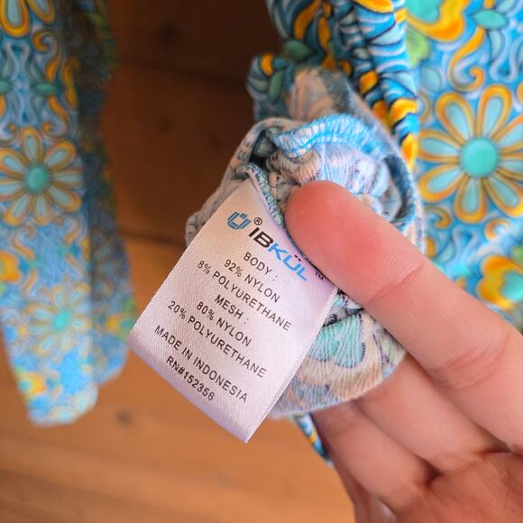 Ibkul Scarlet Zip Long Sleeve Mock Neck Long Sleeve Top Blue Combo XS UPF 50 - Picture 6 of 6